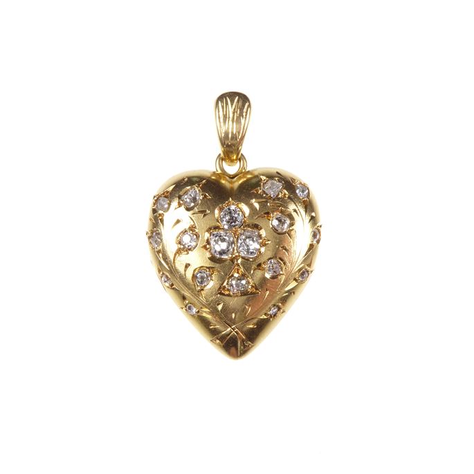 19th century gold and diamond heart locket pendant | MasterArt